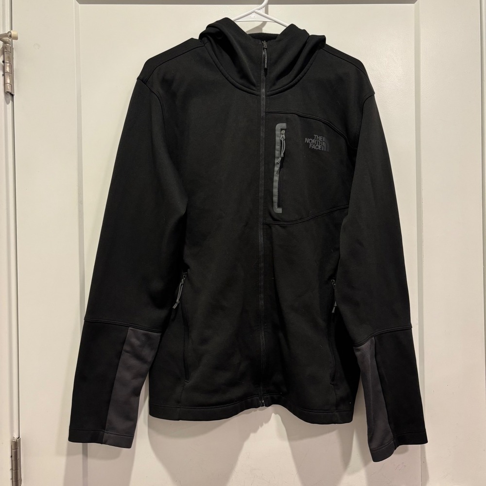The North Face Mens Full Zip Fleece Lined Hoodie Jacket Black Size Medium